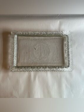 Vintage Paden City Rectangle Glass Scalloped Edge Vanity Tray 12.25x8”